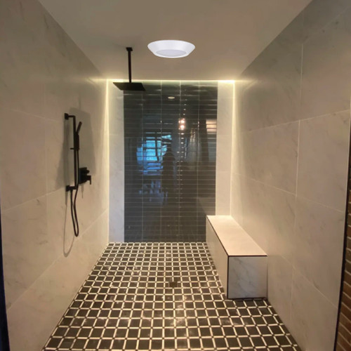 17W LED 7" Small Flush Mount Ceiling, dimmable, wet location, mounted using a 4-in junction box, for use in smaller spaces like bathrooms, closets, storage areas, hallways, and stairways in residential and commercial buildings.