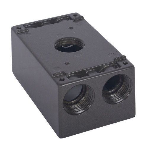 CLT Metal Weatherproof 1-Gang 2" Deep 3/4" Hole Weatherproof Rectangular Horizontal Electrical Outlet Box with 5 Outlet Holes, Five 3/4-Inch Holes, Single Gang, UL Listed, Bronze. Pack of 20