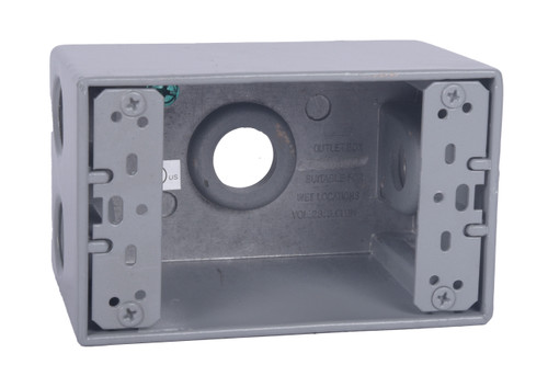 CLT Metal Weatherproof 1-Gang 2-5/8" Deep 1/2" Hole Weatherproof Rectangular Horizontal Electrical Outlet Box with 4 Outlet Holes, Four 1/2-Inch Holes, Single Gang, UL Listed, Gray. Pack of 15
