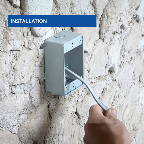 CLT Metal Weatherproof 1-Gang 2-5/8" Deep 1/2" Hole Weatherproof Rectangular Horizontal Electrical Outlet Box with 4 Outlet Holes, Four 1/2-Inch Holes, Single Gang, UL Listed, Gray. Pack of 15