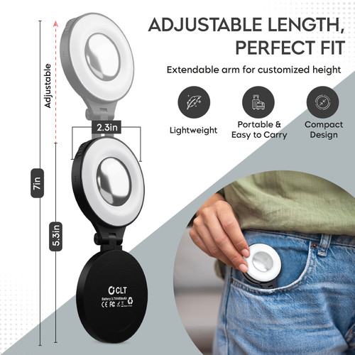 Magnetic LED Selfie Light for MagSafe Portable Fill Light with Sticky Ring Mount for Phones, Ideal for Selfies, Photography, TikTok Videos, Zoom Meetings, and Video Conferencing (Black)
