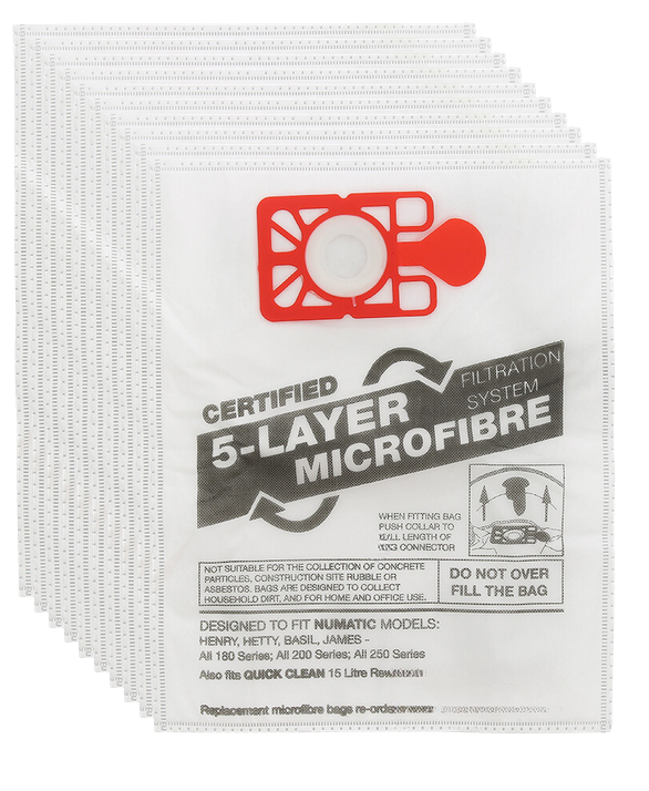 Henry Hoover Bags HepaFlo NVM-1CH Numatic Vacuum Models Pack of 10 Compatible