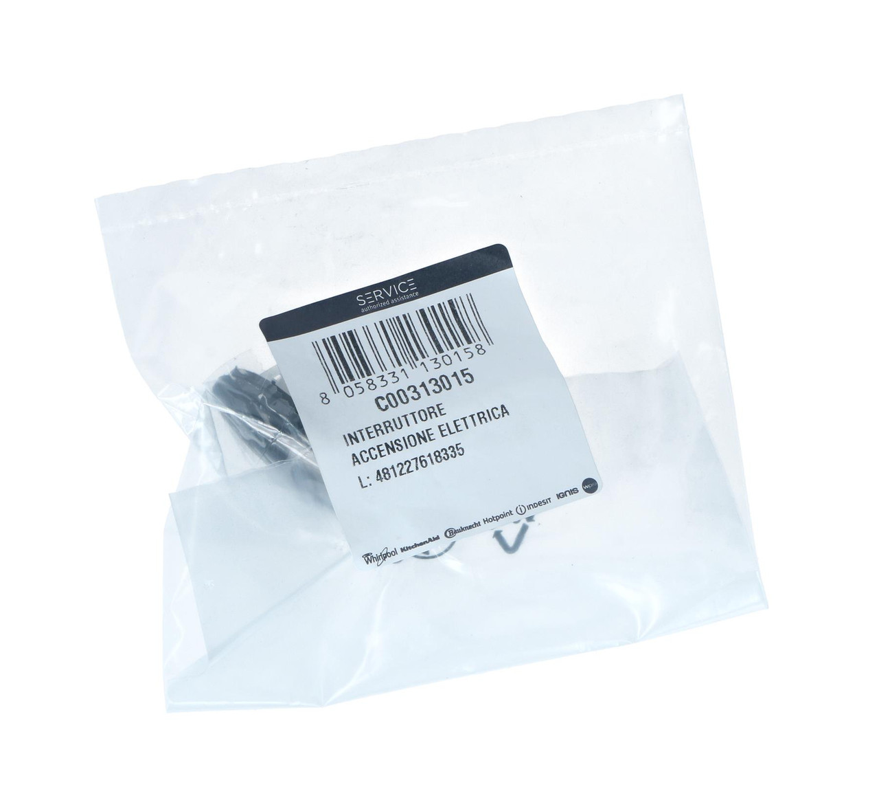 Genuine Whirlpool & Prima Hob Ignition Button Switch – Black – C00313015