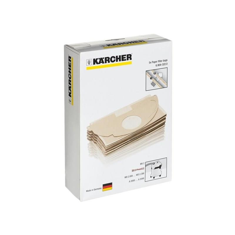 Genuine Karcher A2 WD2 MV2 Vacuum Cleaner Bags 6.904-322.0 Pack of 5