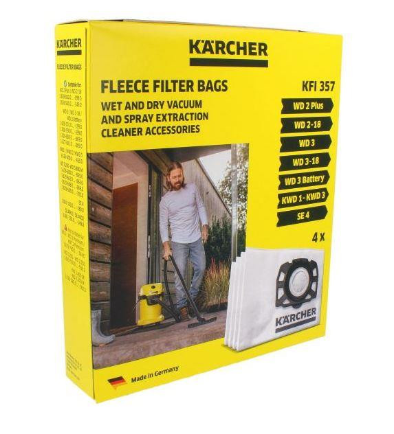 Genuine Karcher WD3P Vacuum Cleaner Bags 2.863-314.0 Pack of 4