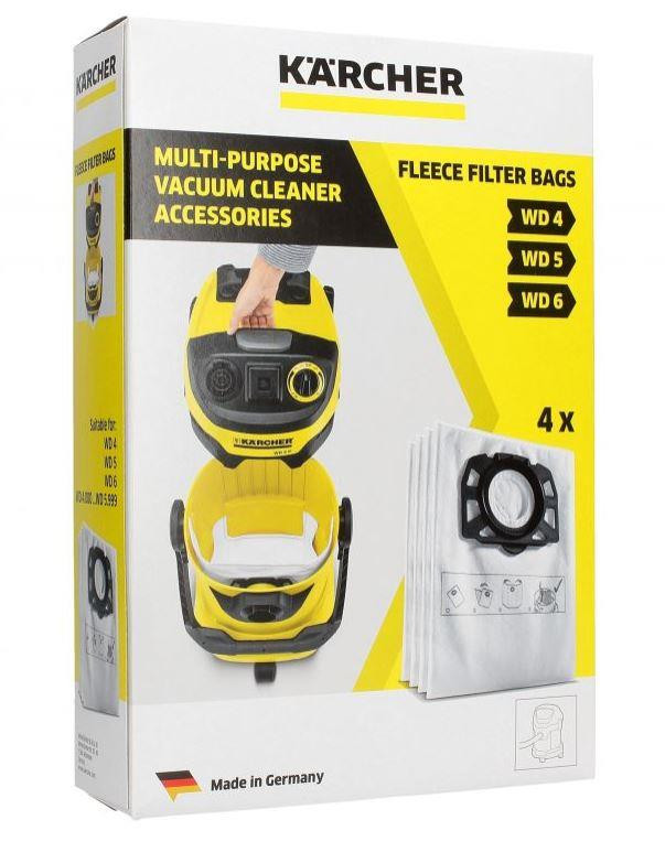 Genuine Karcher WD4 Premium Vacuum Cleaner Bags 2.863-006.0 Pack of 4