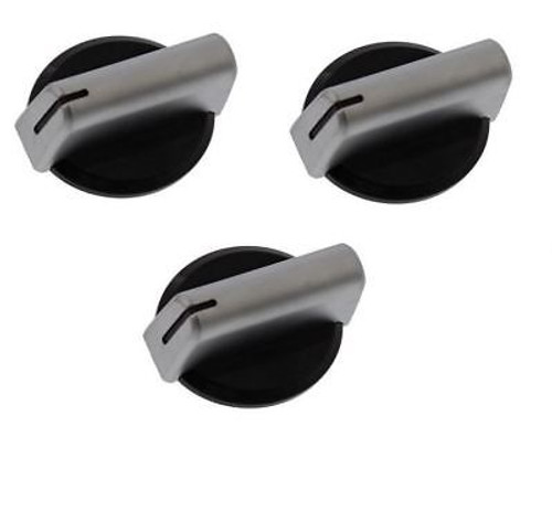 3 X BAUMATIC GENUINE OVEN COOKER KNOB GRILL HOB SWITCH DIAL SILVER BLACK