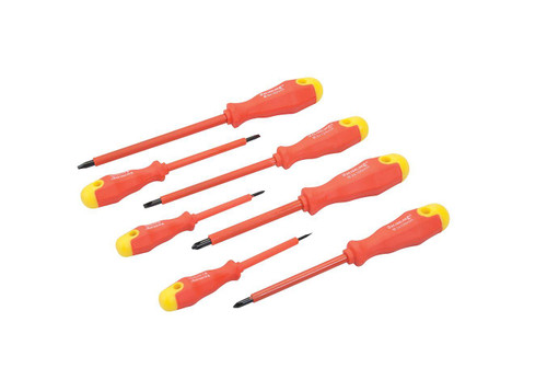 SILVERLINE 7PC INSULATED MAGNETIC SOFT GRIP SCREWDRIVER PHILLIPS FLAT SET
