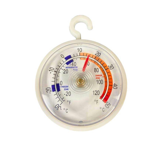 Fridge or Freezer Thermometer - 52mm Dial with Colour-Coded Zones - With Hanging Hook