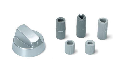 Universal Cooker Oven Hob Control Knob Silver with Adaptors