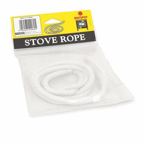 Hotspot 6mm x 1.5m Pre-Cut Glass Fibre Rope For Sealing Stoves and Log Burners