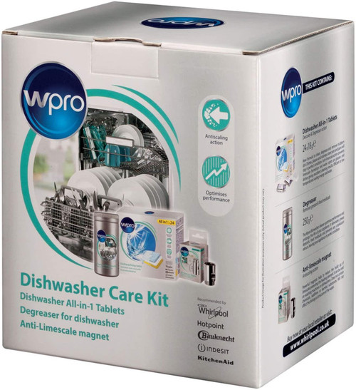 Wpro Dishwasher Care Kit – Complete Cleaning & Maintenance Set for Sparkling Results - C00379698