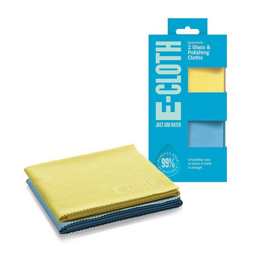 E-CLOTH Glass Window Cleaning Polishing Microfibre Cleaning Cloths Pack of 2 GC2