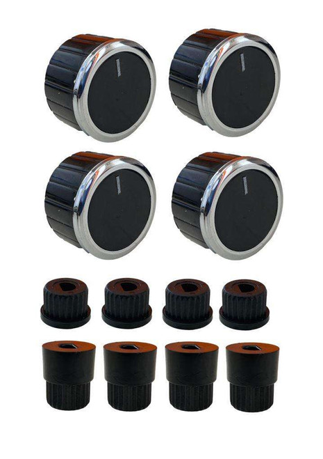 UNIVERSAL OVEN SWITCH KNOB + ADAPTORS SET FOR COOKER GRILL HOB BLACK X 4