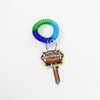 Key Wrist Coil with Ring | Dark Blue, Blue, Green | 5/Pack