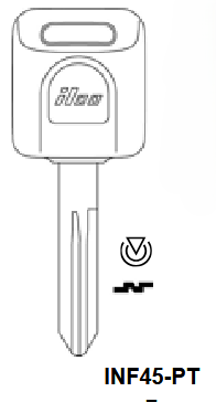INF45-PT Automotive Transponder Key Blank for Infiniti | Nickel-Silver