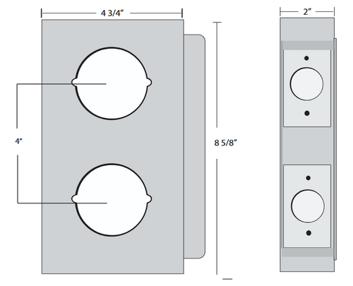 Weldable Gate Box | 8-5/8" x 4-3/4" x 2" | Dual 2-3/4" Backset Cylindrical Holes