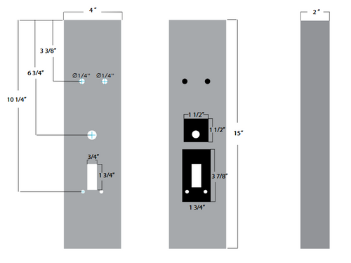Weldable Gate Box | 15" x 4" x 2" | Von Duprin 99 Exit Device