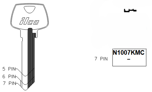 N1007KMC Key Blank for Sargent (7-Pin) | Nickel-Silver