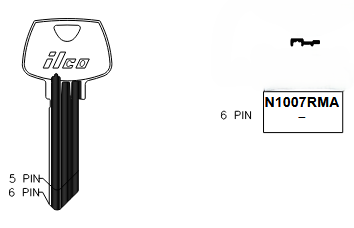 N1007RMA Key Blank for Sargent (6-Pin) | Nickel-Silver