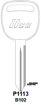P1113-B102 Automotive Key Blank for GM | Nickel-Plated