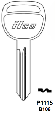 P1115-B106 Automotive Key Blank for GM | Nickel-Plated