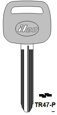 TR47-P Automotive Key Blank for Toytoa | Nickel-Plated | Black Plastic Head