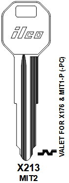 X213-MIT2 Eagle Valet Automotive Key Blank for Mitsubishi/Chrysler | Nickel-Plated