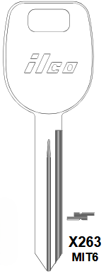 X263-MIT6 Automotive Key Blank for Mitsubishi | Nickel-Plated