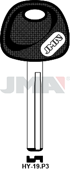 JMA Automotive Plastic Head Key Blank for Hyundai | HY-19.P3 | HY18RP | Nickel-Plated