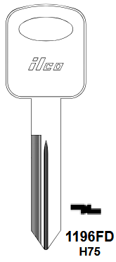 1196FD-H75 Automotive Key Blank for Ford | Nickel-Plated