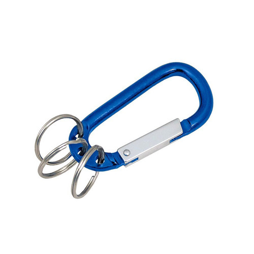 Spring Loaded C-Clip with 3-Individual .78" Split Key Rings | Lightweight Aluminum Blue | 10/Pack