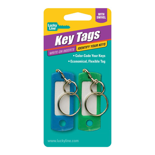 Flexible Key Tag | 2" Length x 7/8" Thickness, 1-3/8" x 5/8" Clear Plastic Insert with 3/4" Overlapping Swivel Ring | 2/Card
