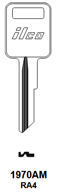 1970AM-RA4 Automotive Key Blank for American Motors/Jeep/Renault | Nickel-Plated