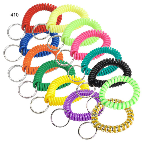 Key Wrist Coil with Ring | Rainbow | 5/Pack