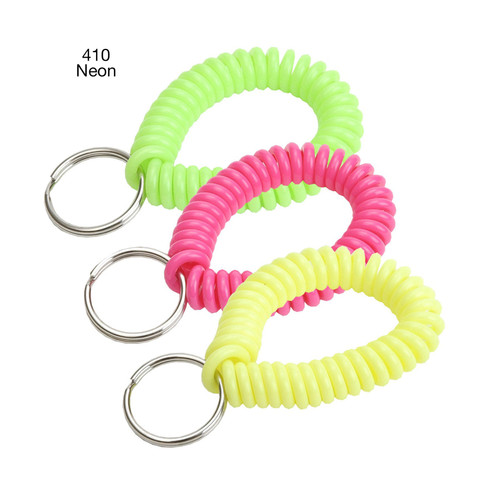 Key Wrist Coil with 7/8" Nickel Plated Tempered Steel Ring | Multi-Colored Neon | 50 Medium Jar