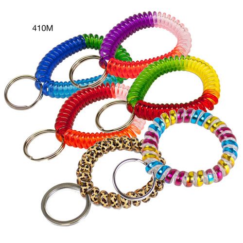 Key Wrist Coil with Ring | Purple, Pink, Orange | 5/Pack