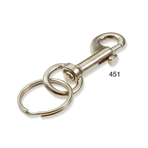 Bolt Snap |Nickel Plated Zinc with 1-1/8" Nickel Plated Split Key Ring | 1/Card