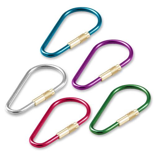Oval Key Ring, 2-3/8" Length, Anodized Aluminum | Purple | 20/Pack