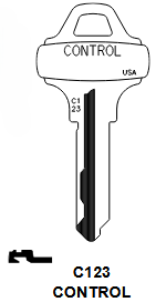 C123 Look-Alike LFIC Control Key Blank for Schlage C123 Keyway | Nickel-Silver