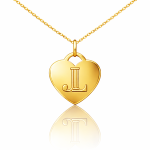 JL Heart Tag Necklace - Gold Plated