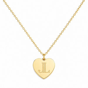 JL Heart Tag Necklace - Gold Plated