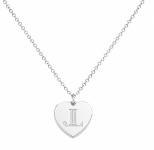 JL Heart Tag Necklace - Silver Plated