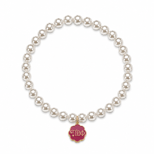 Greek Letters Charm on Pearl Bracelet