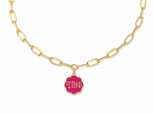 Greek Letters Charm Necklace Paperclip Chain