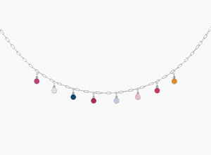 Dainty Color Pop Necklace - Silver