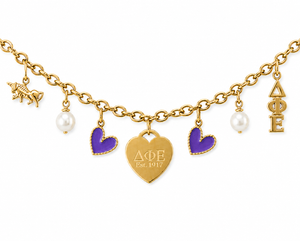 Purple Hearts Multi-Charm Necklace