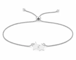 Theta Twin Stars Bolo Cinch Bracelet - Silver