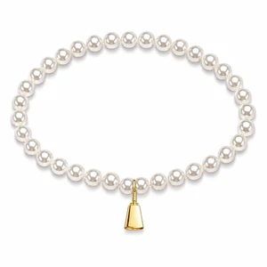 Cowbell Charm Bracelet  - Pearl Bead