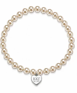 Color Pop Heart Tag Pearl Bracelet - Silver